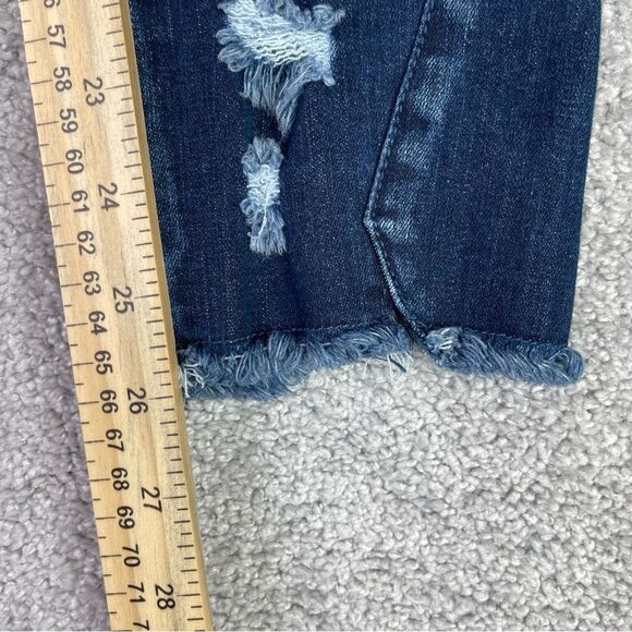 KanCan Jeans Women's 7/27 Blue Skinny Mid-Rise Dark Denim Stretch Distressed - Picture 10 of 12